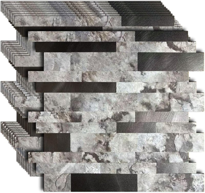 weimeisc 10-Sheet Peel and Stick Backsplash Tile, PVC Mixed Metal Stick on Backsplash Tiles for Kitchen (Darken Coffee+Frosted Grey) - Image 1